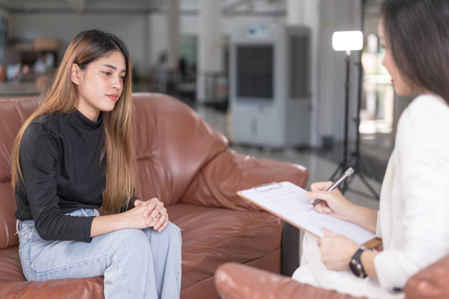 Young woman in therapy session