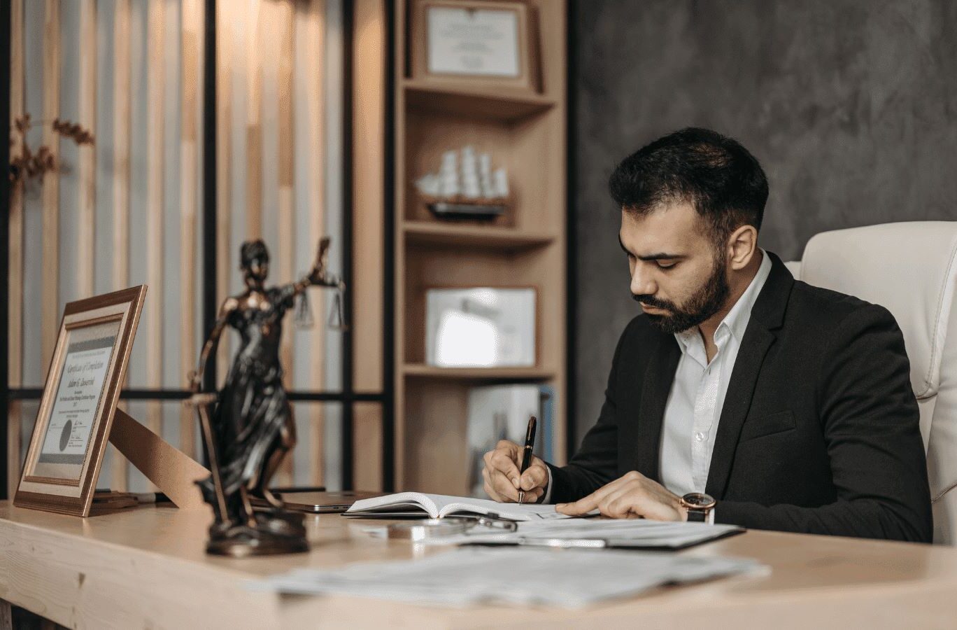 Lawyer working at his desk